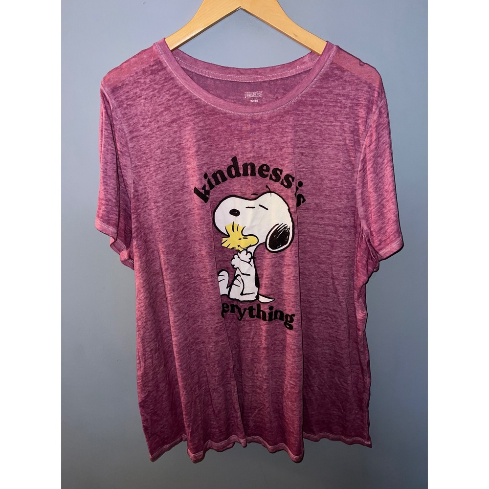 Peanuts Snoopy Woodstock Kindness is Everything Graphic Tee Purple Plus 22/24
